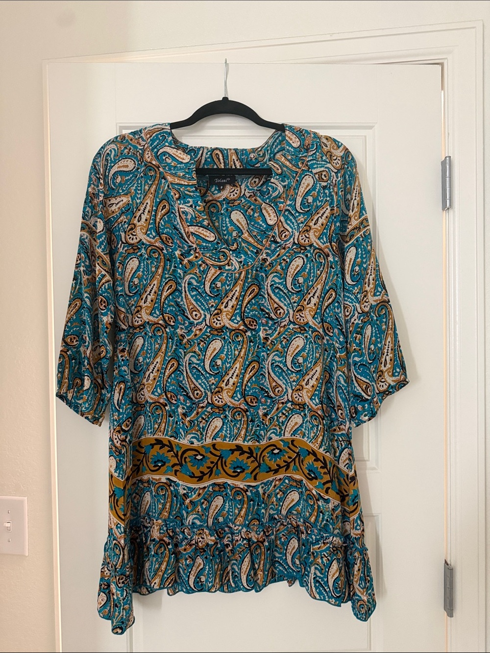 Paisley Print Tunic Dress in Teal by Tolani